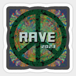 Peace sign with green flower of life - Rave 2023 Sticker